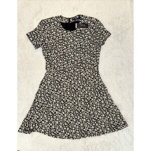 Polo Ralph Lauren Womens Short Sleeve Dress Size 12 Floral NWT $149 Black White